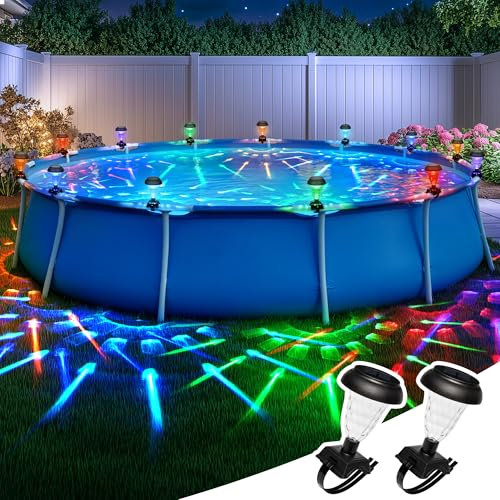SUNCKET Solar Powered Pool Lights, Auto-ON/Off Floating Lights for Above Ground Framed Pools, Waterproof RGB Color Changing Light, Backyard Decor Accessories 2 Pack