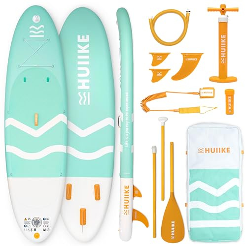 HUIIKE Tavola SUP Gonfiabile Adulti con Accessori Inclusi, Pagaie, Pinne, Leash, Pompa. Stand Up Paddle Board Grande Stabilità e Resistenza. Convertibile in Kayak 305-365 cm, Supporta 130-170 kg