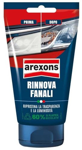 Generico RINNOVA FANALI 150 gr Lucida fari Auto, Pasta lucidatura fanali opacizzati e plastica Lucida Dura, Prodotto rinnova fari Auto, Facile da Usare, Pasta Bianca, migliora visibilità di Notte