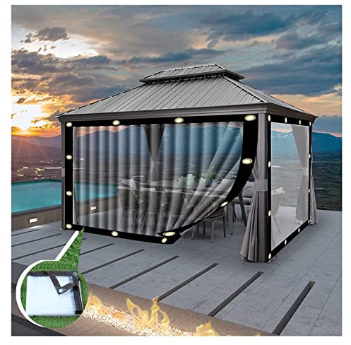 Telo di copertura laterale per pergola esterna, impermeabile, 0,12 mm, trasparente, antipolvere, per gazebo, portico, finestra, colore rinforzato, misura A, 4 x 3 m