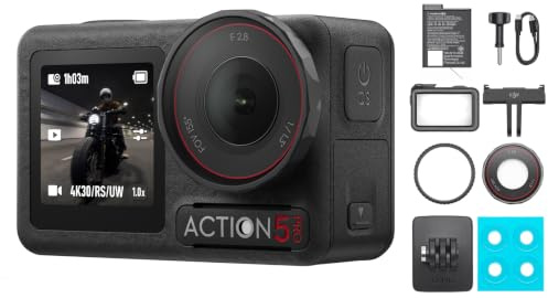DJI Osmo Action 5 Pro Standard Combo mit Zubehör, Action Cam 4K mit 1/1,3 Sensor, 4K/120fps Videokamera, Motivverfolgung, Stabilisierung, Kamera Dual OLED Touchscreens (Action 5 Pro Standard)