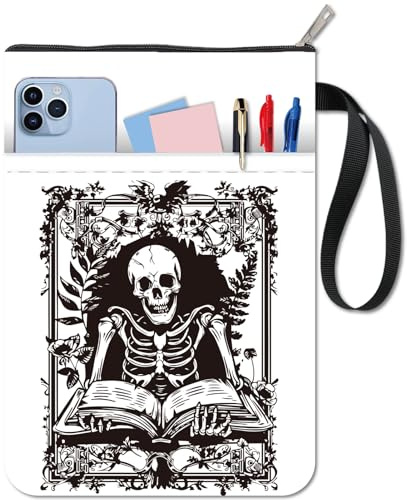 CRASPIRE Custodia per Libri con Scheletro con Cerniera Borsa Extra Custodia in Tessuto Impermeabile Protezione Portatile Corda Copertina Bifacciale per Quaderno con Copertina Rigida Diario della