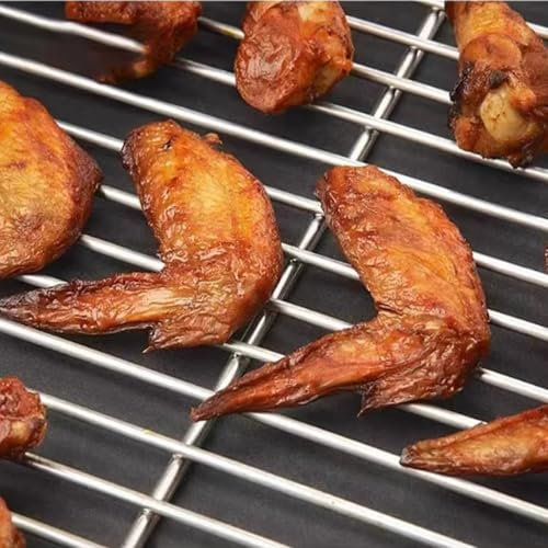 Generico Griglia for Barbecue in Acciaio Inox con Maniglia, Fori Quadrati, Rete Metallica Multiuso, griglia for Barbecue, griglia for Cottura e Cottura (35-80 cm)(80cm*20cm)