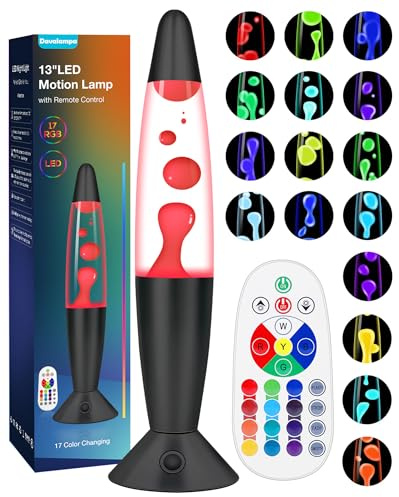 Lampe a Lave Noir LED 17 Changement de Couleur avec Télécommande. Lampes à mouvement liquide pour Enfants Adultes. Veilleuse personnalisée pour Chambre Salon. Cadeau Anniversaire Noel Lumière (34 cm)