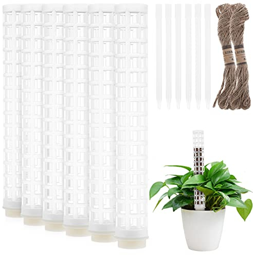 Toyvian 6 Pièces Poteaux Mousse Plastiques Lot de Bâtons Support pour Plantes Grimpantes pour Monstera et Plantes Intérieur Empilables et Remplissables avec Sphaigne et Terre Nutritive