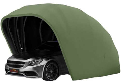 Cendbirut Carport Robuste, Garage auvent rétractable Semi-Automatique Mobile et Pliable, carport Pliant en Acier Inoxydable, Tente de Voiture pour l'extérieur, abri au Vent et à la Neige,Vert