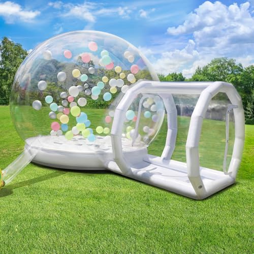 Aufblasbares Blasenhaus mit Trampolin, Aufblasbares Bubble House Dome mit Gebläse & Pumpe, Wasserdichtes Gartenzelt aus PVC in Kommerzieller Qualität für Hochzeiten, Camping, Party（300cm）