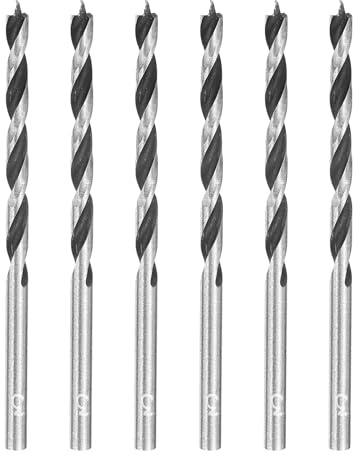 sourcing map Spiralbohrer für Weichholz, Hartholz, Sperrholz, Kunststoff, Gummi, 3 mm Durchmesser, gerader runder Schaft, metrisch, 6 Stück