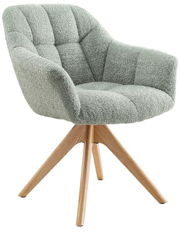 Stuhl PAPILLON - 65cm - salbei grün - Bouclé-Bezug Holz-Beine drehbar