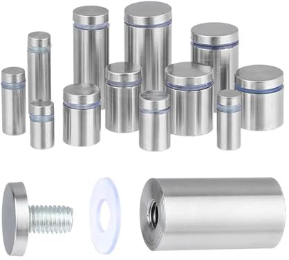 Edelstahl-Befestigungsschrauben für Werbeglas, Edelstahl-Glasabstandshalter, silberfarben, mehrere Größen, 4er-/6er-/10er-Packung(12x40mm-10pcs)