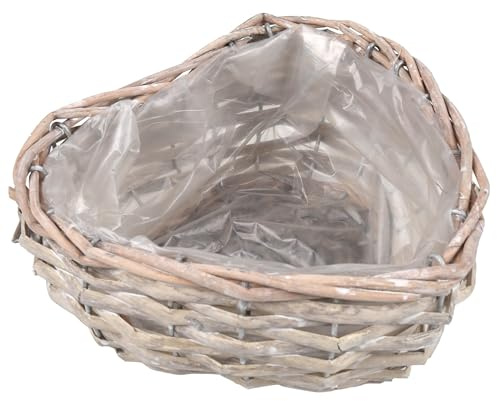 Bellushortus.eu Cache-Pot en Osier avec Film Plastique en Forme de cœur, Pot de Fleurs, Panier tressé (17x19x8 cm)
