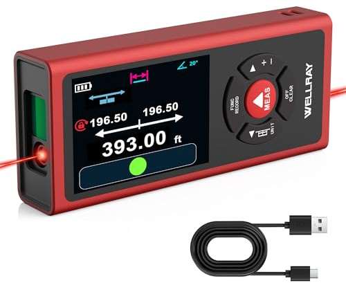 Dual Laser Measuring Tool 120M/393Ft, Bilateral Laser Measure Tool Rechargeable, Laser Distance Measure with 3MM Accuracy, Dual Laser Measurement Tool with M/in/Ft/Ft+in, Level, Angle, Magnetic Back
