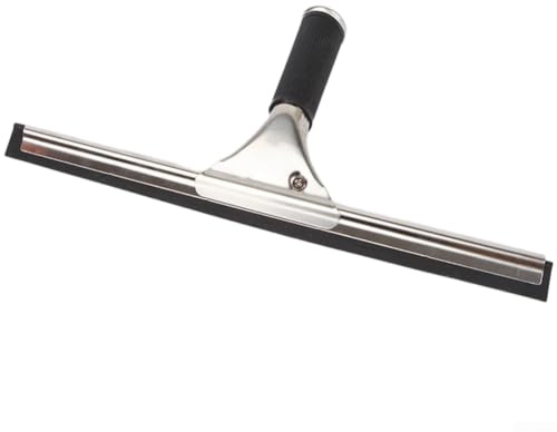 Limpiador de ventanas raspador de vidrio, limpiador de limpieza del hogar con varilla telescópica de acero inoxidable, herramienta de escobilla de goma de una sola cara (A)