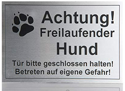 Gravola Warnschild Achtung freilaufender Hund, Tor geschlossen Schild Hundeschild neu