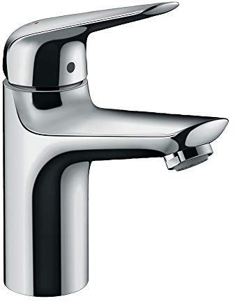 hansgrohe Wasserhahn Novus wassersparende Armatur (Auslauf Höhe 100mm mit Zugstangen Ablauf) Chrom