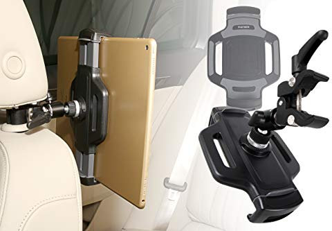 Photecs® Auto Tablet-Halterung Pro V3 für iPad Pro und andere Tablet-PC von 6 bis 14 Zoll, Befestigung an Nackenstütze oder Anderen Elementen bis ca. 44mm, schwenkbar und drehbar!