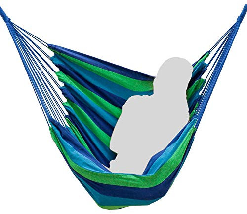 AMANKA Sitz-Hängematte 110x145 cm gestreift - Hängesessel bis 150 kg - Bequemer Hängestuhl für Garten Balkon Terrasse Camping Reise Outdoor - Hängeschaukel Hängesitz für Erwachsene Kinder Zimmer