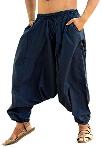 SARJANA Men's Cotton Harem Yoga Baggy Boho Pants (as1, Alpha, one_Size, Regular, Regular, Navy Blue)