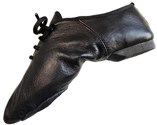 Jazz Dance Shoes Jazz Shoes Modern Stage Dance for Girls - Rubber Split Sole - Black Leather Jazzy (Size 4 UK Girls)