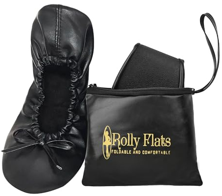 Women's Foldable Ballet Flats – Portable Flat Shoes for Travel and Wedding that Fit in Your Purse (XL, Black)
