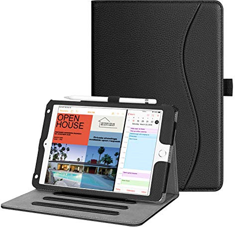 Fintie Hülle für iPad mini 5 2019 / iPad mini 4. Generation - [Eckenschutz] Multi-Winkel Betrachtung Folio Stand Schutzhülle mit Dokumentschlitze, Auto Schlaf/Wach, Schwarz