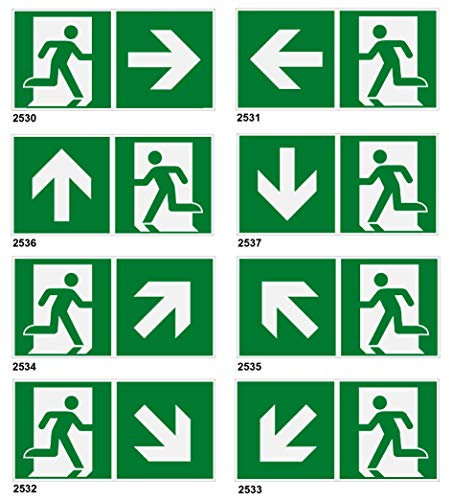 Fluchtweg-Rettungsweg-Schilder-30 x 15 cm-Schild-Kunststoff- im dunkeln nachleuchtend-Warnschild-Hinweisschild-Türschild (Nr. 2536-297 x 148 mm)