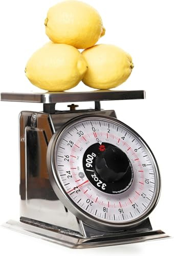 Tada 2lb Analog Kitchen Mechanical Dial Scale Manual Food Scale with Stainless Steel Platform for Restaurants and Cooking