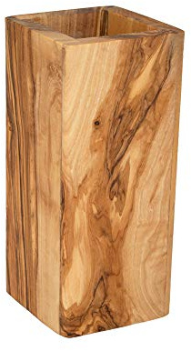 NATUREHOME Olivenholz Küchenutensilo Besteckbox - 19 cm Besteckhalter und Ständer für Küchenhelfer, Besteck, Scheren
