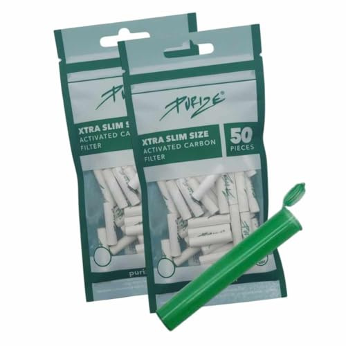100 Stück PURIZE® XTRA Slim Size + Joint Tube - Aktivkohlefilter Ø 6mm 2 Keramikkappen