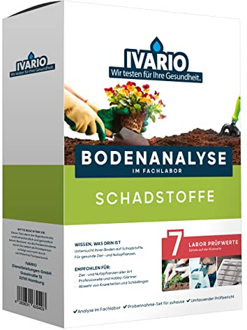 IVARIO Bodenanalyse auf Schadstoffe/Schwermetalle in Ihrem Gartenboden | Analyse Set im akkreditierten Prüflabor - Keine Vorkenntnisse nötig - Gewissheit über Ihre Bodenqualität