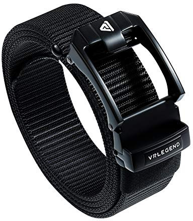 VRLEGEND Cintura Tattica Cricchetto Cinturone Militare Tattico Cinture Nylon Canvas 110cm-180cm Taglia Grossa con Fibbia Automatica (160CM., Nero)