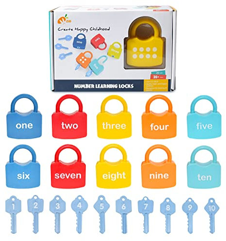 ZIB 20PCS Lock and Key Toy, Matching and Counting Number Toys for Boys and Girls, Montessori Toddlers Toys to Develop Fine Motor Skills, Preschool Learning Toys for Children 3 4 5 6 Years Old