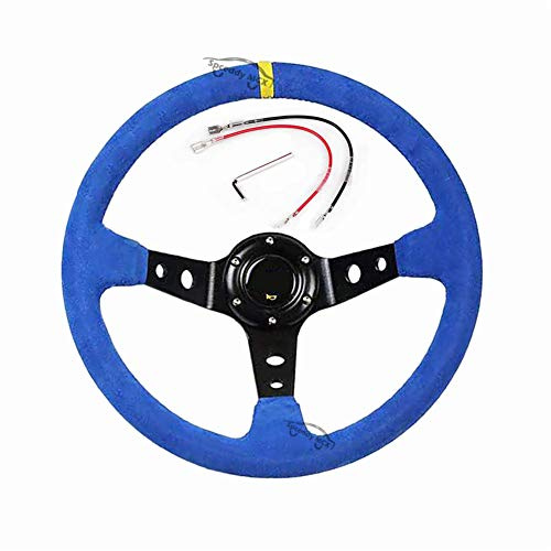 Racing Lenkrad,Asudaro Universal-Lenkrad 350 mm 6 Schraube Sportrennen Lenkrad Rennspiel Rennlenkrad, Deep Dish Speichen Lenkrad Lenkräder Sportlenkrad Auto Interior Zubehör Ersatz,Blau