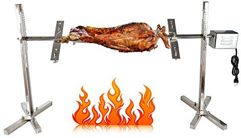 Tournebroche électrique en acier inoxydable - Kit de rôtisserie - 15 W - Moteur de barbecue - Brochette électrique - Pour barbecue, viande, fête, camping, carnaval