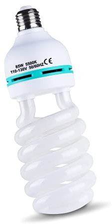 85W Light Bulb 5500K CFL Daylight Spiral Softbox Lighting Kit Bulb in E27/E26 Socket for Photography Photo Box