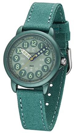 JACQUES FAREL ORGT 1114 - Orologio da polso per bambini, analogico, al quarzo, con cinturino in tessuto di cotone biologico, giada e turchese, compatibile, Blu, cinghia