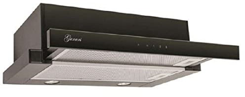 GURARI Flachschirmhaube GCH B 117 BL PRIME, Einbau Dunstabzugshaube 60 cm, Schwarz, Schwarz Glas, 1000m³/h,Sehr Saugstark, 3 Stufen, Abzugshaube, Ablufthaube, Umlufthaube