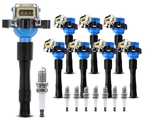 Frankberg 8x Zündspule + Zündkerzen Kompatibel mit 3er E36 E46 1993-2002 5er E39 1995-2004 7er E38 1995-2001 8er E31 1996-1999 X5 E53 2000-2003 Z3 E36 1997-2003