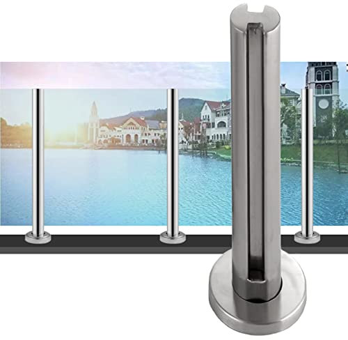 Glas Geländerpfosten Glashalter Edelstahl Im Freien Innen Geländersäule Für 10 - 12 Mm Glas / Holz / Kunststoff / Acrylplatten, Modern Silber Balkon Geländerpfosten, Bodenmontage ( Color : Middle Post