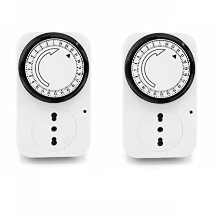 LEOFLA 2 X Timer Regolabili 24 H Con Presa Analogica Programmabile Temporizzati