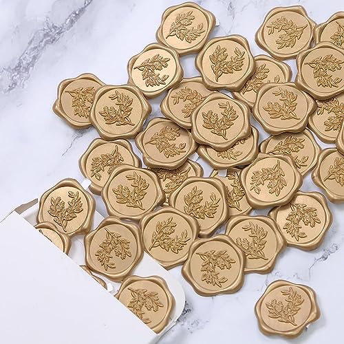 100 Stück Wachssiegel Gold,k Wachssiegel Selbstklebend Sticker, Klebende Wachs Siegel Aufkleber für Hochzeit Umschläge Einladungen Geburtstag Party