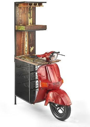 Kobolo Weinregal Anrichte Barregal Barwagen Scooter Bar Rosso - Vintage - 115x70x190 cm
