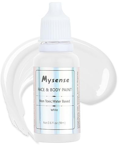 Mysense White Face Body Paint,Water Based Non-toxic Cream Body Paint for Adults,Halloween Clown SFX Skull Skeleton Zombie Vampire Cosplay Makeup,0.6 OZ (18ml)