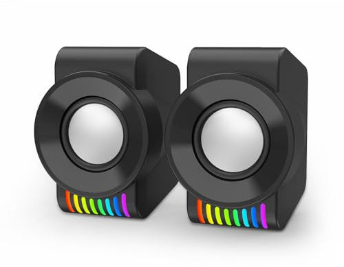 Redragon GS514 PC Gaming Speaker, 2.0 Channel Stereo Desktop Computer Speaker with Dynamic RGB, Quality Bass and Crystal Clear Sound, USB Powered with a 3.5mm Connector