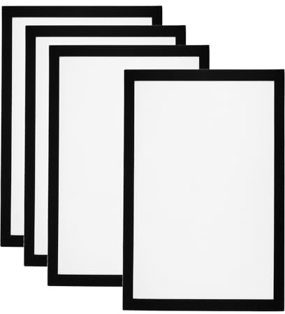 PATIKIL 4 Stück Magnetrahmen, A4 Info-Rahmen selbstklebend Aufklappbarer mit Magnetverschluss bilderrahmen für Postkarte Hinweis Zeichnung, Transparente Oberfläche, Schwarz