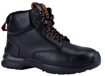 Honeywell King's KWD301B Botte de Sécurité Montante à Lacets en Cuir Hydrofuge, Embout en Acier à Profil Large, Semelle Antistatique, Indicateur d'Usure, Noir, Taille 43 EU, 6250135-43/090