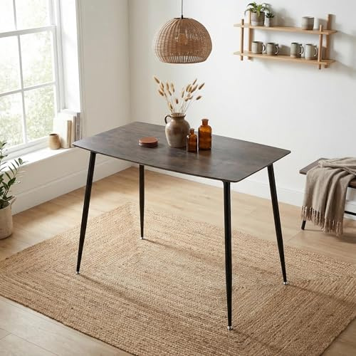FurnitureR, Table de Bar rectangulaire en Bois de Noyer pour 4 à 6 Personnes, pour la Maison, Le Bureau, Le Salon, Assemblage Facile, Pieds Noirs, 121 x 62,5 x 90,5 cm, Bois d'ingénierie
