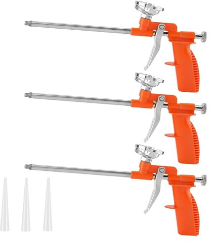 Schaumpistole, 3 Stück Bauschaumpistole, PU Schaumstoff Pistole aus Metall zum Verfüllen und Abdichten, Bauschaumpistole für den Heim und Bürogebrauch für Profi und Heimwerker, Orange