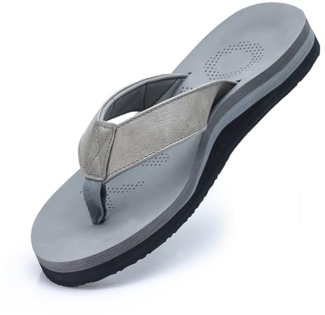 MGGMOKAY Chanclas Hombre Verano Playa Flip Flops Ortopedicas Soportes de Arco Sandalias,Gris,44