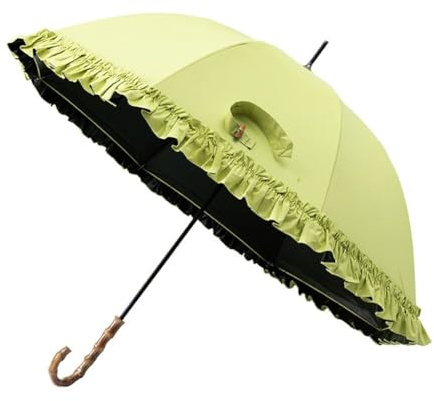 Asudaro Damen Regenschirm Prinzessinnen-Spitze Rüsche Hochzeit Regenschirm Vintage Sonnenschirm mit Spitzendekoration Für Damen Kostüm, Kinder Bühne Performance,100 * 80cm Chartreuse